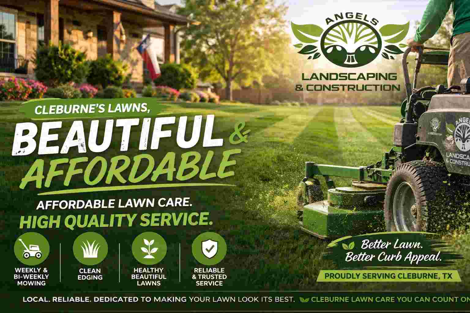Affordable lawn care services in Cleburne, TX by Angels Landscaping and Construction
